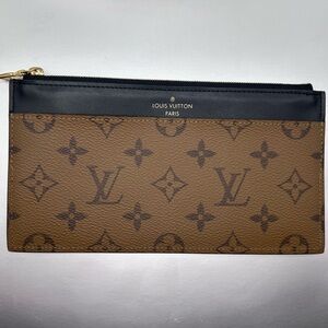 Louis Vuitton Slim Brown Wallet Monogram Reverse M80390